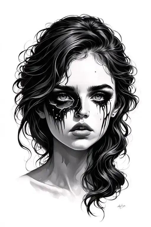 Woman Face Showing Pain And Over Coming