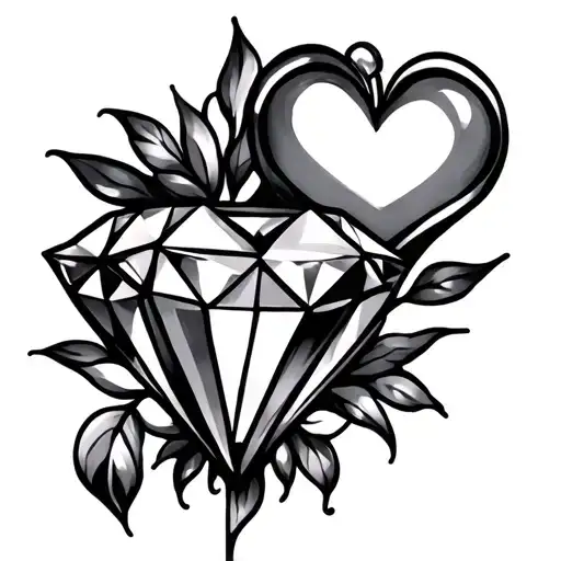 Small Feminine Diamond And Heart