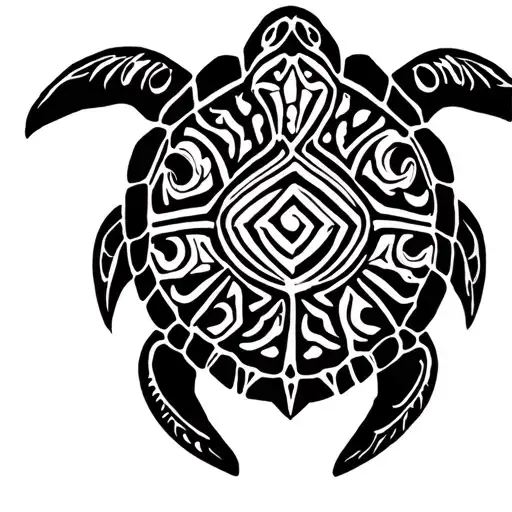 Turtle Tattoo Made Of Tribal Patterns