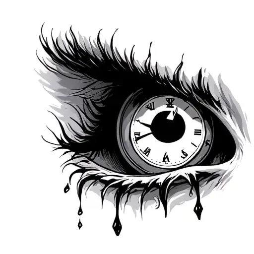 Grim Reaper Eye With A Clock In It Crying