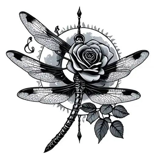Dragonfly Dagger Rose Wrapped Sun Moon