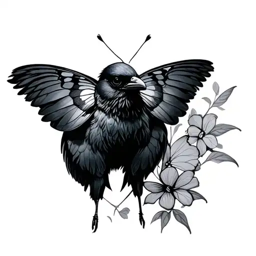 Agender Crow With Butterfly