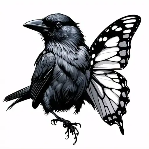 Agender Crow With Butterfly
