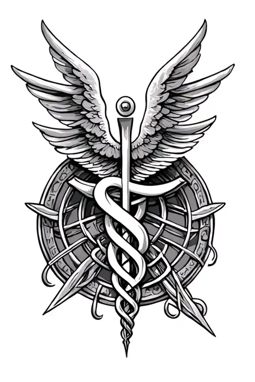 Cross And The Caduceus Intertwined