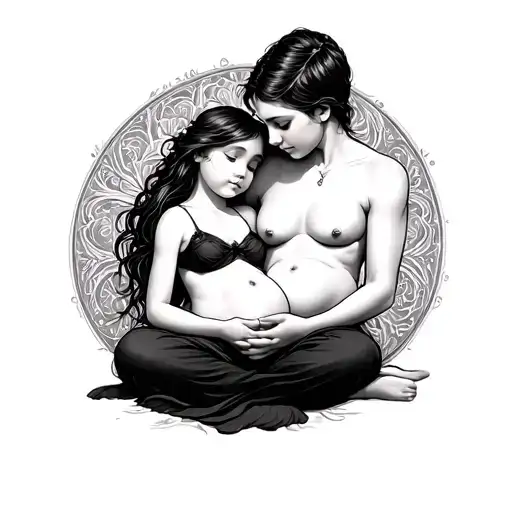 Miscarriage Tattoo Baby Girl Sitting With Him