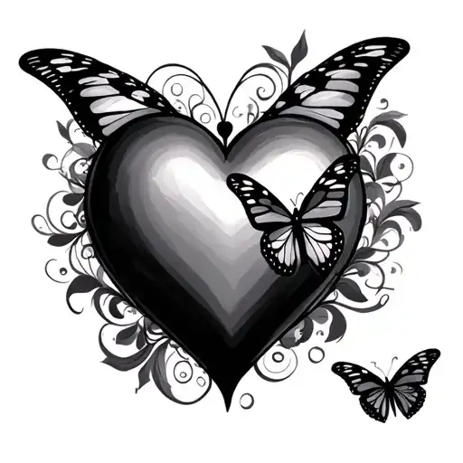 Heart With Butterfly Flying