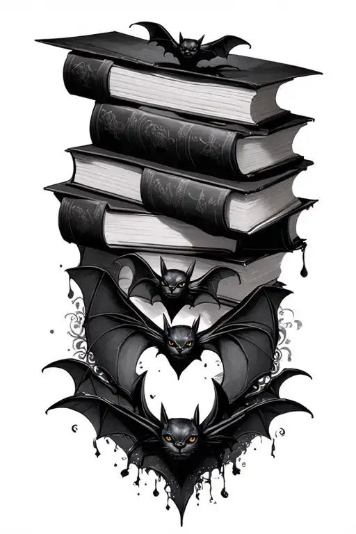 Stack Of Books Growing As Bats