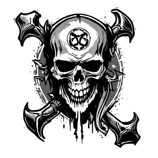 Five Finger Death Punch Skull With Agnostic Symbol
