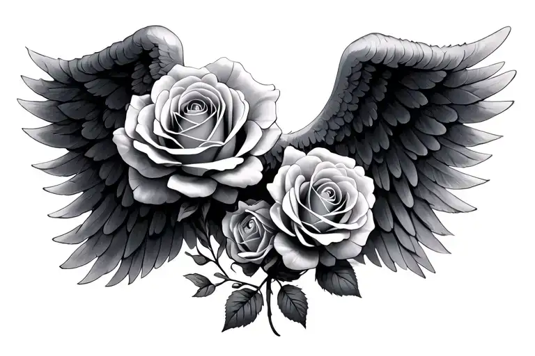 Angel Wing That Morphs To Roses Keeping The Wing Shape