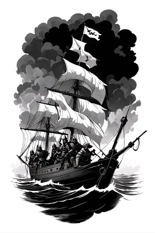 Per Mare Per Terras Writing With Scottish Warriors Landing On A Boat