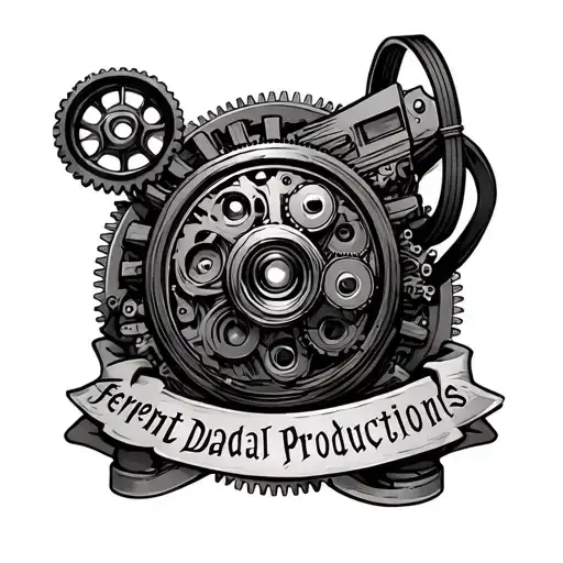 Clockwork Gears Movie Camera With Text 'Fervent Daedal Productions' Beneath