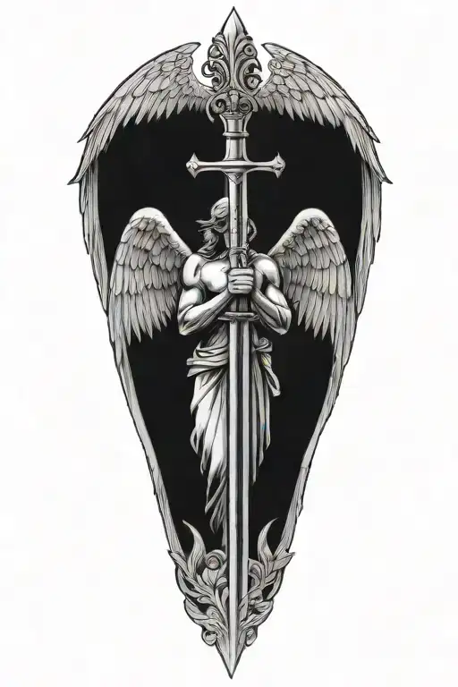 Angel Holding Sword Downwards