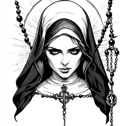Sexy Nun With Broken Rosary Beads