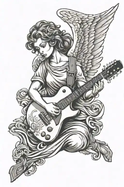 Angel Hold Guitar With Wings Spread
