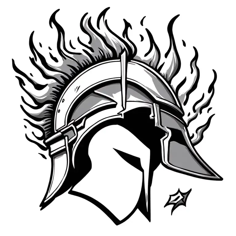 Spartan Helmet Engulfed In Flames
