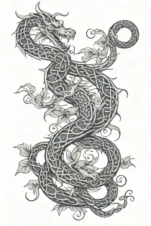 Dragon And Snake Intertwined Vines