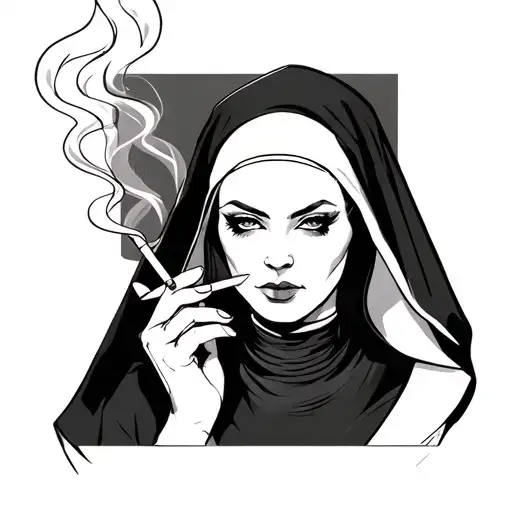 Sexy Nun Smoking A Cigarette
