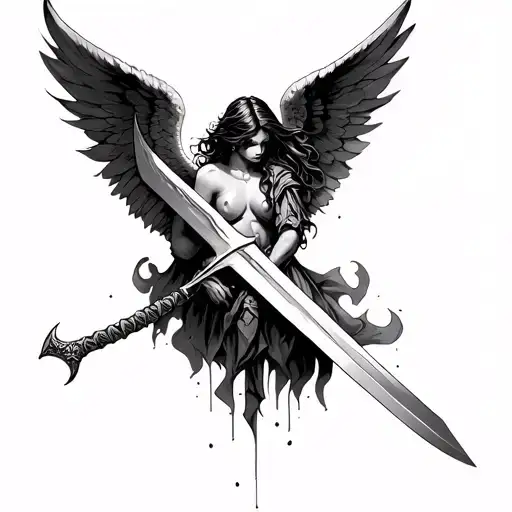 Fallen Angel Holding Sword
