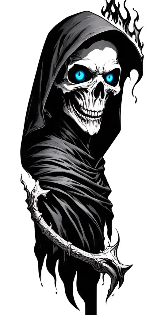 Cloked Grim Reaper Blue Eyes Like Fire