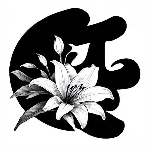 Korean Character For Love And A Lily Flower