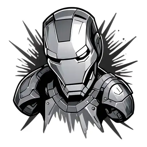 Cartoon Ghost Wearing Iron Mans Mask Surrounded