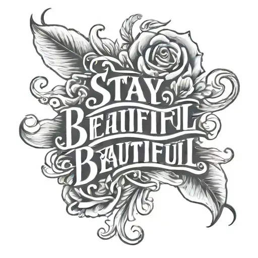 Color Tattoo Of 'Stay Beautiful' In Artful Script Font