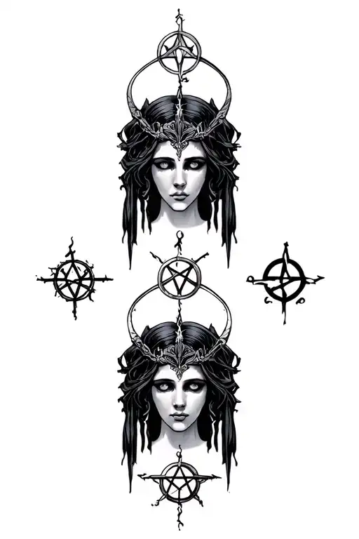 Pentagram Hekate Three Faces