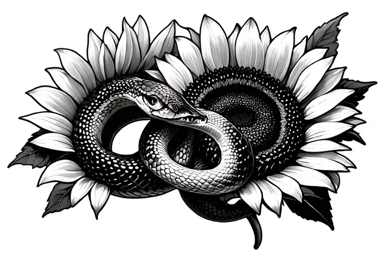 Sunflower And Snake