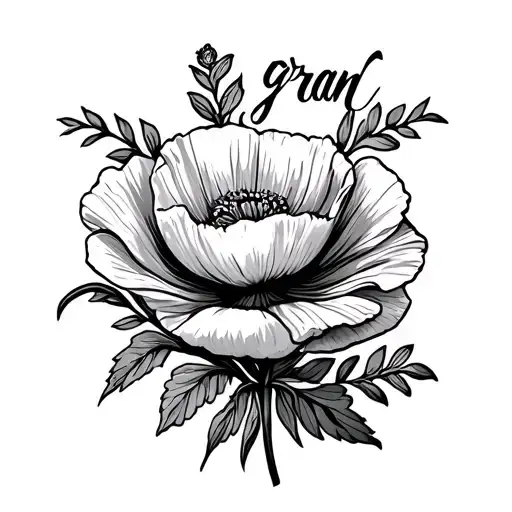 Poppy And Gladious Flower With Love Gran Written