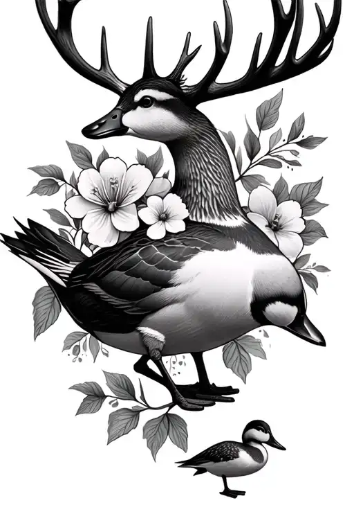 Outdoor Ducks Deer Flowers