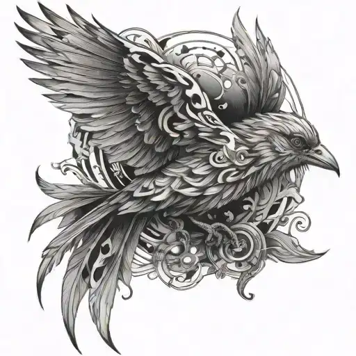 A Detailed Abstract Mytical Bird