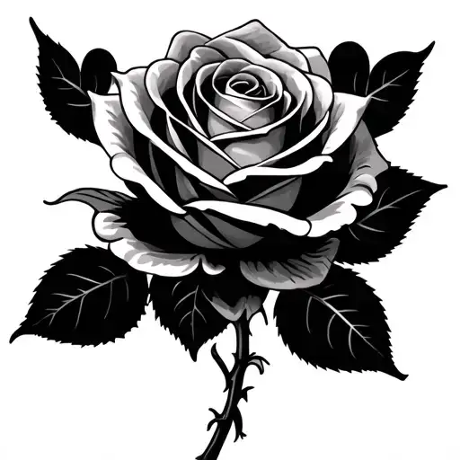 Rose And 5 Hearts As The Stem