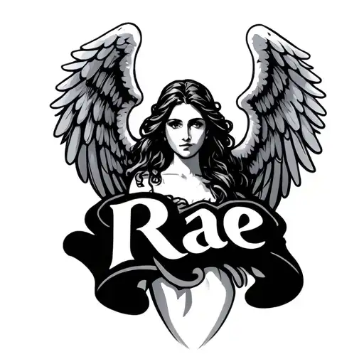 The Name Rae Surrounded By Angel Wings