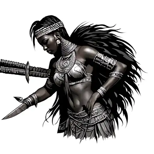 Female African Warrior Standing