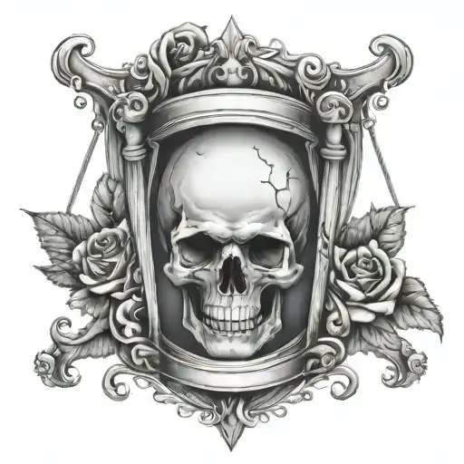 Hour Glass With Skull Surrounded