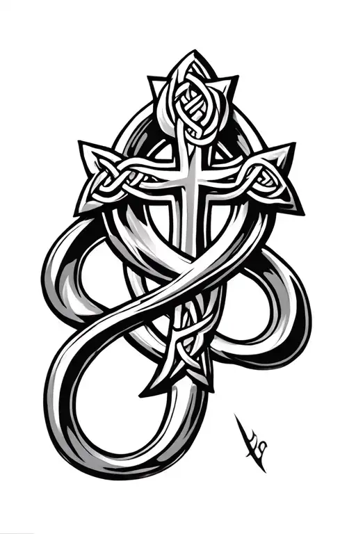 3 Nail Cross And Chi-rho Symbol Surrounded By Celtic Trinity Knot