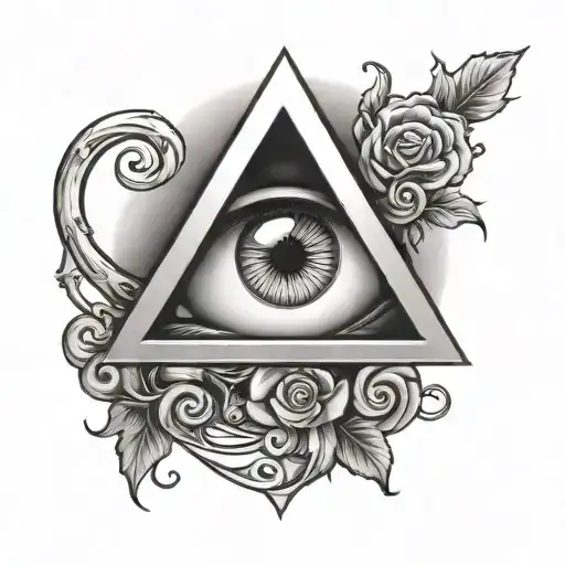 Black And White Letter A Tattoo With An Eye Inside The Letter