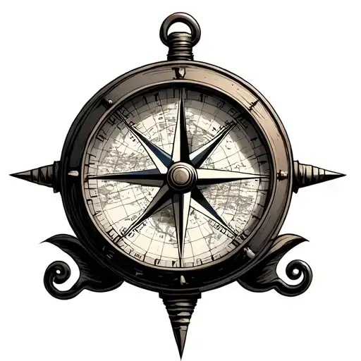 Compass With A Vintage Map