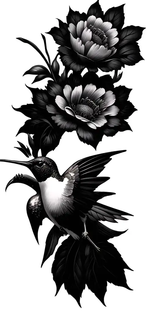 Enchanting Flower And Hummingbird Hovering