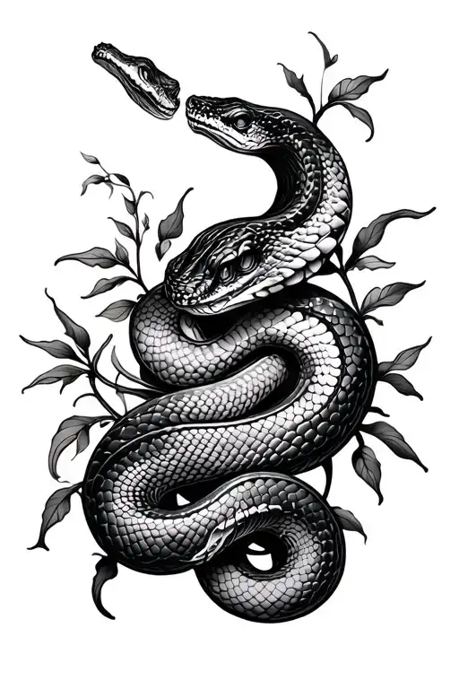Snake Outline And Vines