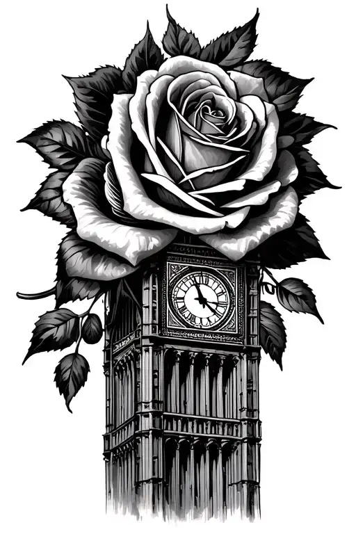 Big Ben And Money Rose Intertwined
