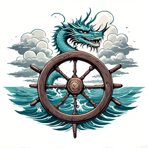 Dragon Boat Steering Wheel Filled With Clouds And Water Fore Arm