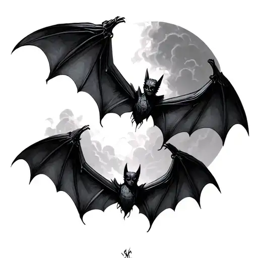 Gothic Bats Flying