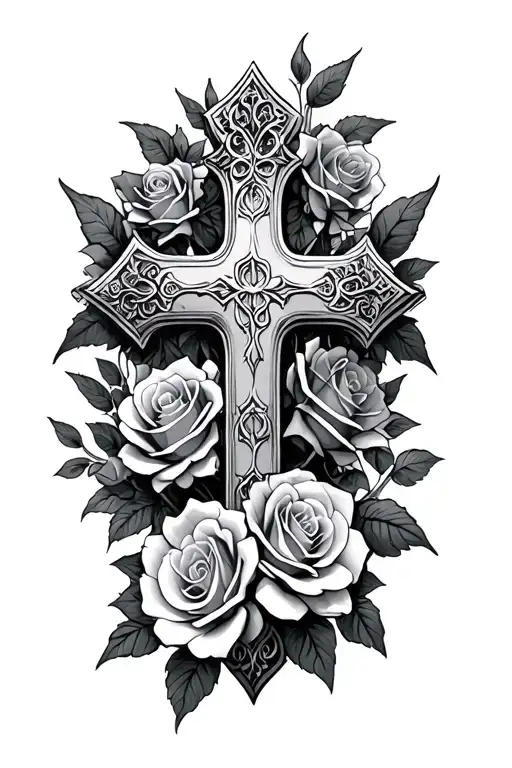 Gothic Cross With Roses