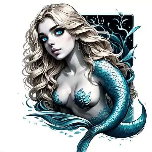 Blonde Mermaid With Blue Eyes Sexy