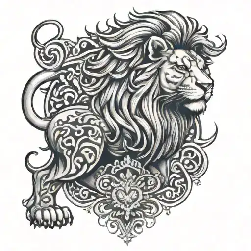 A Persian Lion With Farvahar