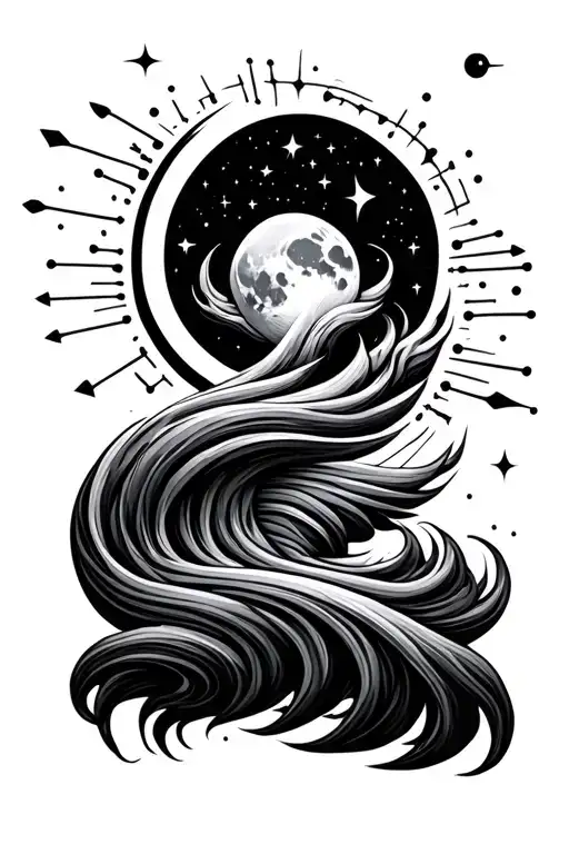 Arrow Waves Moon Morse Code Flowing