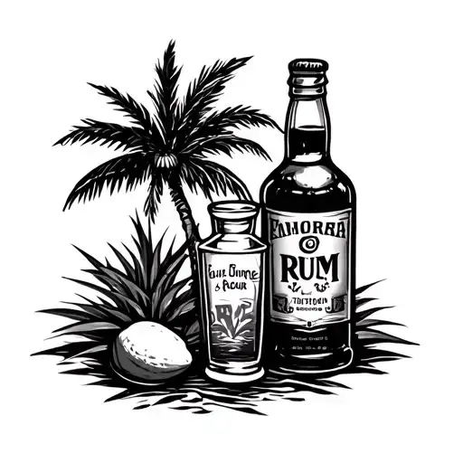 Bottle Of Rum And Palm Tree