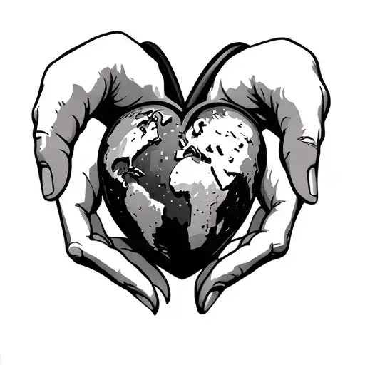 Human Heart Infinity Symbol Earth Hands Holding