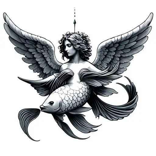 Pisces Sign With Angel Spirit